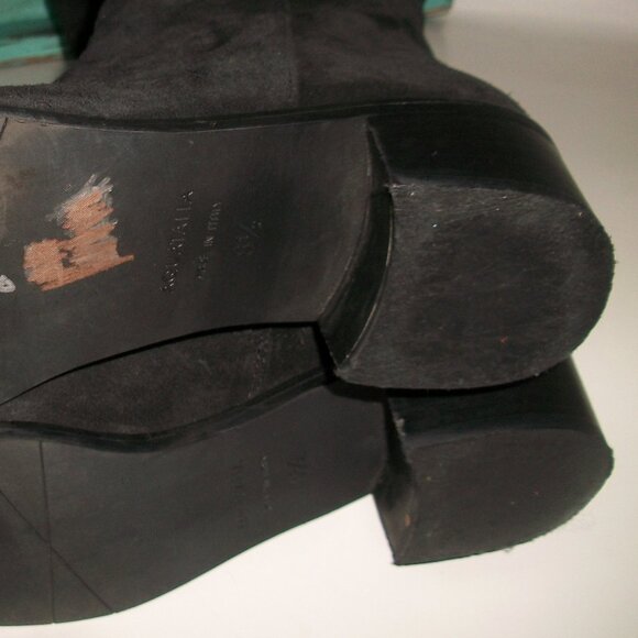 Aquatalia Ricarda Tall Black Suede Weatherproof Low Heel Boots 8.5M MSRP $650EUC - Picture 7 of 10